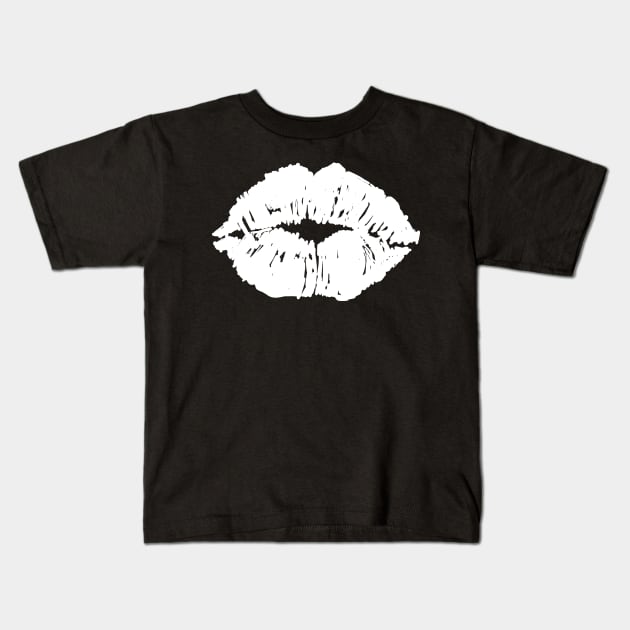 Kissing Lips Mouth Lipstick Black White Kids T-Shirt by Shirtbubble